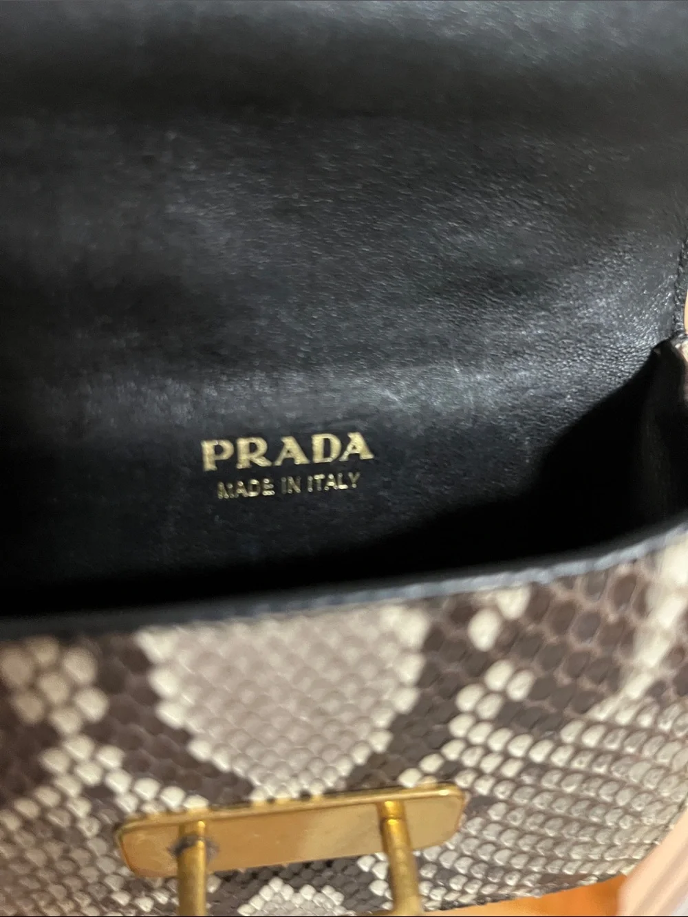 Prada Snake-Embossed Box Wristlet or Mini Crossbody Bag with Gold Hardware - Picture 4 of 4